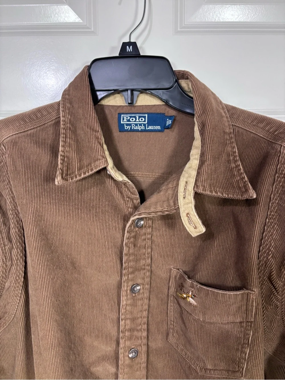 Vintage Polo Ralph Lauren Corduroy Pheasant L/S Button Up Shirt Men XL Brown